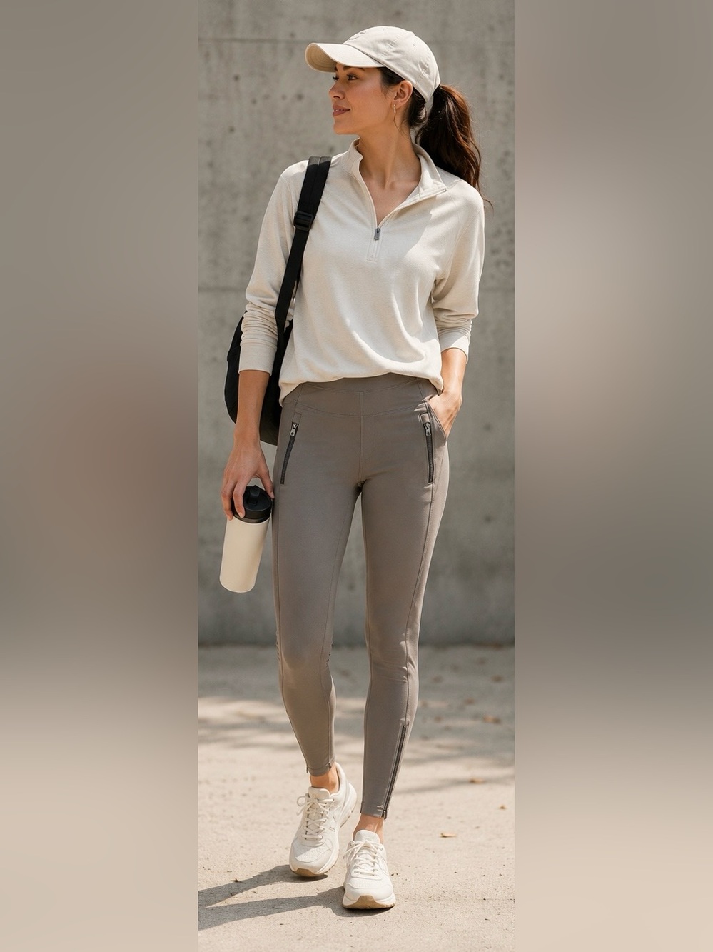 Athleta Headlands Hybrid Tight Leggings Gray Zip Pocket Athletic Pants 0